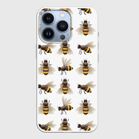 Чехол для iPhone 13 Pro с принтом Пчелы в Петрозаводске,  |  | белый | желтый | крылья | мед | черный