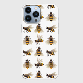 Чехол для iPhone 13 Pro Max с принтом Пчелы в Петрозаводске,  |  | белый | желтый | крылья | мед | черный