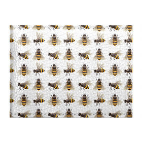Обложка для студенческого билета с принтом Пчелы в Петрозаводске, натуральная кожа | Размер: 11*8 см; Печать на всей внешней стороне | белый | желтый | крылья | мед | черный