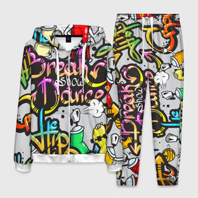Мужской костюм 3D с принтом Graffiti в Петрозаводске, 100% полиэстер | Манжеты и пояс оформлены тканевой резинкой, двухслойный капюшон со шнурком для регулировки, карманы спереди | Тематика изображения на принте: break | dance | graffiti | hip hop | rap | граффити | рэп | скейтборд | хип хоп