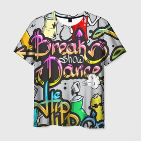 Мужская футболка 3D с принтом Graffiti в Петрозаводске, 100% полиэфир | прямой крой, круглый вырез горловины, длина до линии бедер | Тематика изображения на принте: break | dance | graffiti | hip hop | rap | граффити | рэп | скейтборд | хип хоп