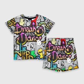 Детский костюм с шортами 3D с принтом Graffiti в Петрозаводске,  |  | Тематика изображения на принте: break | dance | graffiti | hip hop | rap | граффити | рэп | скейтборд | хип хоп