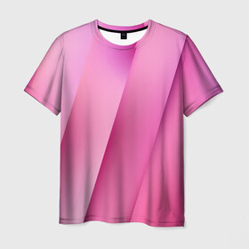 Мужская футболка 3D с принтом Pink lines в Петрозаводске, 100% полиэфир | прямой крой, круглый вырез горловины, длина до линии бедер | pink | абстракция | геометрия | линии | розовый | текстура