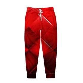 Мужские брюки 3D с принтом Red squares в Петрозаводске, 100% полиэстер | манжеты по низу, эластичный пояс регулируется шнурком, по бокам два кармана без застежек, внутренняя часть кармана из мелкой сетки | абстракция | геометрия | квадрат | текстура
