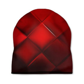 Шапка 3D с принтом Red squares в Петрозаводске, 100% полиэстер | универсальный размер, печать по всей поверхности изделия | Тематика изображения на принте: абстракция | геометрия | квадрат | текстура