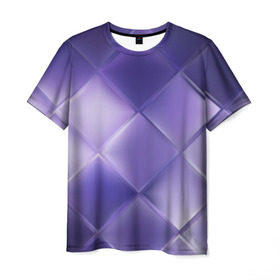 Мужская футболка 3D с принтом Фиолетовые грани в Петрозаводске, 100% полиэфир | прямой крой, круглый вырез горловины, длина до линии бедер | абстракция | геометрия | квадрат | текстура | фиолетовый