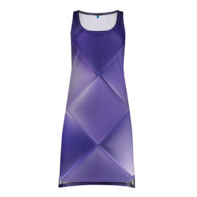 Платье-майка 3D с принтом Фиолетовые грани в Петрозаводске, 100% полиэстер | полуприлегающий силуэт, широкие бретели, круглый вырез горловины, удлиненный подол сзади. | абстракция | геометрия | квадрат | текстура | фиолетовый