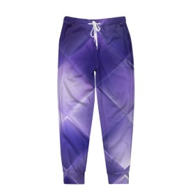 Мужские брюки 3D с принтом Фиолетовые грани в Петрозаводске, 100% полиэстер | манжеты по низу, эластичный пояс регулируется шнурком, по бокам два кармана без застежек, внутренняя часть кармана из мелкой сетки | абстракция | геометрия | квадрат | текстура | фиолетовый