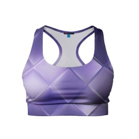 Женский спортивный топ 3D с принтом Фиолетовые грани в Петрозаводске, 82% полиэстер, 18% спандекс Ткань безопасна для здоровья, позволяет коже дышать, не мнется и не растягивается |  | абстракция | геометрия | квадрат | текстура | фиолетовый