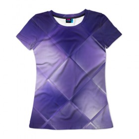 Женская футболка 3D с принтом Фиолетовые грани в Петрозаводске, 100% полиэфир ( синтетическое хлопкоподобное полотно) | прямой крой, круглый вырез горловины, длина до линии бедер | абстракция | геометрия | квадрат | текстура | фиолетовый