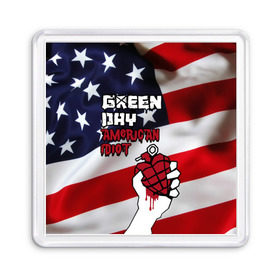 Магнит 55*55 с принтом Green Day American Idiot в Петрозаводске, Пластик | Размер: 65*65 мм; Размер печати: 55*55 мм | american idiot | green day | альтернативный | билли джо армстронг | грин дей | группа | зелёный день | майк дёрнт | музыка | панк | поп | поппанк | рок | сша | тре кул | флаг