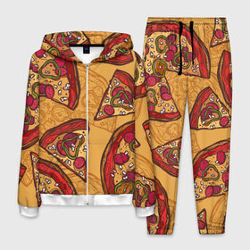Мужской костюм 3D с принтом Пицца в Петрозаводске, 100% полиэстер | Манжеты и пояс оформлены тканевой резинкой, двухслойный капюшон со шнурком для регулировки, карманы спереди | pattern | pizza | еда | пицца | узор
