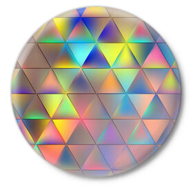 Значок с принтом Разноцветные треугольники в Петрозаводске,  металл | круглая форма, металлическая застежка в виде булавки | 