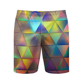 Мужские шорты 3D спортивные с принтом Разноцветные треугольники в Петрозаводске,  |  | Тематика изображения на принте: 