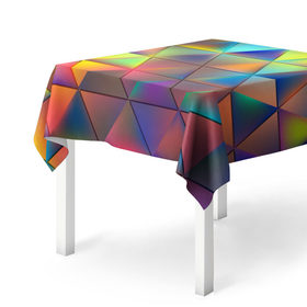 Скатерть 3D с принтом Разноцветные треугольники в Петрозаводске, 100% полиэстер (ткань не мнется и не растягивается) | Размер: 150*150 см | 