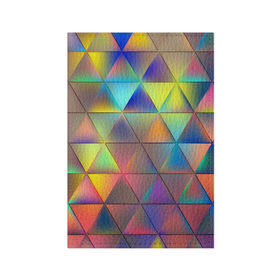 Обложка для паспорта матовая кожа с принтом Разноцветные треугольники в Петрозаводске, натуральная матовая кожа | размер 19,3 х 13,7 см; прозрачные пластиковые крепления | 