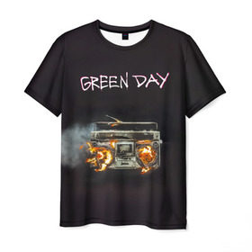 Мужская футболка 3D с принтом Green Day магнитофон в огне в Петрозаводске, 100% полиэфир | прямой крой, круглый вырез горловины, длина до линии бедер | Тематика изображения на принте: american idiot | green day | альтернативный | билли джо армстронг | грин дей | группа | зелёный день | майк дёрнт | музыка | панк | поп | поппанк | рок | тре кул