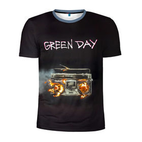 Мужская футболка 3D спортивная с принтом Green Day магнитофон в огне в Петрозаводске, 100% полиэстер с улучшенными характеристиками | приталенный силуэт, круглая горловина, широкие плечи, сужается к линии бедра | american idiot | green day | альтернативный | билли джо армстронг | грин дей | группа | зелёный день | майк дёрнт | музыка | панк | поп | поппанк | рок | тре кул