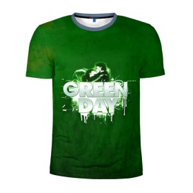 Мужская футболка 3D спортивная с принтом Зелень Green Day в Петрозаводске, 100% полиэстер с улучшенными характеристиками | приталенный силуэт, круглая горловина, широкие плечи, сужается к линии бедра | american idiot | green day | альтернативный | билли джо армстронг | грин дей | группа | зелёный день | майк дёрнт | музыка | панк | поп | поппанк | поцелуй | рок | тре кул