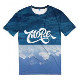 Мужская футболка 3D с принтом Море в Петрозаводске, 100% полиэфир | прямой крой, круглый вырез горловины, длина до линии бедер | beach | miami | граффити | майами | море | надписи | небо