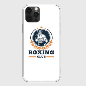 Чехол для iPhone 12 Pro с принтом BOXING CLUB в Петрозаводске, силикон | область печати: задняя сторона чехла, без боковых панелей | Тематика изображения на принте: бокс | клуб | перчатки | спорт | чемпион