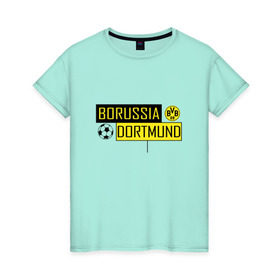 Женская футболка хлопок с принтом Borussia Dortmund - New Design 2018 в Петрозаводске, 100% хлопок | прямой крой, круглый вырез горловины, длина до линии бедер, слегка спущенное плечо | боруссия дортмунд