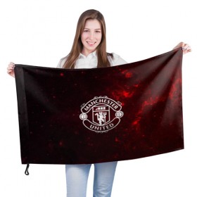 Флаг 3D с принтом Manchester United в Петрозаводске, 100% полиэстер | плотность ткани — 95 г/м2, размер — 67 х 109 см. Принт наносится с одной стороны | манчестер юнайтед