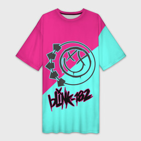 Платье-футболка 3D с принтом Blink 182 в Петрозаводске,  |  | blink | альтернативный рок | блинк | группа | марк хоппус | музыка | мэтт скиба | надпись | панк | панк рок | песни | поп панк | рок | скейт панк | смайл | смайлик | трэвис баркер