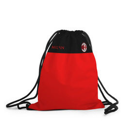 Рюкзак-мешок 3D с принтом AC Milan - Red & Black в Петрозаводске, 100% полиэстер | плотность ткани — 200 г/м2, размер — 35 х 45 см; лямки — толстые шнурки, застежка на шнуровке, без карманов и подкладки | 