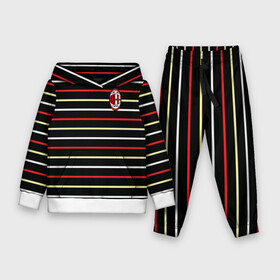 Детский костюм 3D (с толстовкой) с принтом AC Milan   Stripe black 2022 в Петрозаводске,  |  | ac | fc | football | milan | stripe | милан | полосы | футбол