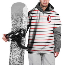 Накидка на куртку 3D с принтом AC Milan - Stripe white в Петрозаводске, 100% полиэстер |  | Тематика изображения на принте: ac | fc | football | milan | милан | футбол