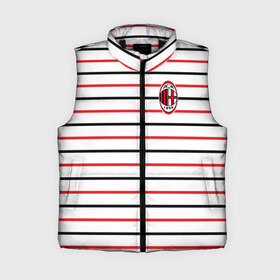 Женский жилет утепленный 3D с принтом AC Milan  Stripe white в Петрозаводске,  |  | ac | fc | football | milan | милан | футбол