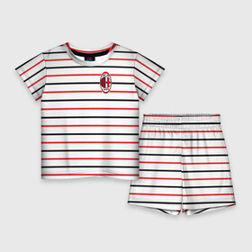 Детский костюм с шортами 3D с принтом AC Milan  Stripe white в Петрозаводске,  |  | ac | fc | football | milan | милан | футбол