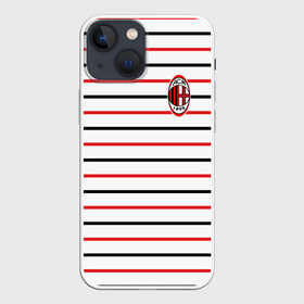 Чехол для iPhone 13 mini с принтом AC Milan   Stripe white в Петрозаводске,  |  | ac | fc | football | milan | милан | футбол