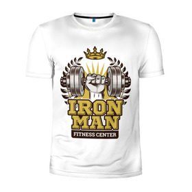 Мужская футболка 3D спортивная с принтом IRONMAN в Петрозаводске, 100% полиэстер с улучшенными характеристиками | приталенный силуэт, круглая горловина, широкие плечи, сужается к линии бедра | железо | зал | сила золото | спорт