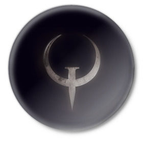 Значок с принтом Quake champions в Петрозаводске,  металл | круглая форма, металлическая застежка в виде булавки | Тематика изображения на принте: quake
