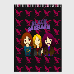 Скетчбук с принтом Группа Black Sabbath в Петрозаводске, 100% бумага
 | 48 листов, плотность листов — 100 г/м2, плотность картонной обложки — 250 г/м2. Листы скреплены сверху удобной пружинной спиралью | black sabbath | ozzy osbourne | ангелы | билл уорд | гизер батлер | группа | копыта | метал | музыка | надпись | оззи | осборн | песни | рога | рок | тони айомми | хард рок | хеви метал | черти