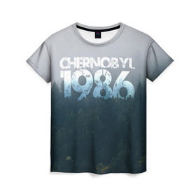 Женская футболка 3D с принтом Чернобыль 1986 в Петрозаводске, 100% полиэфир ( синтетическое хлопкоподобное полотно) | прямой крой, круглый вырез горловины, длина до линии бедер | 1986 | дым | завод | лес | опасность | радиация | чаэс | чернобыль | экология