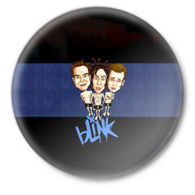 Значок с принтом Группа Blink-182 в Петрозаводске,  металл | круглая форма, металлическая застежка в виде булавки | blink | альтернативный рок | блинк | группа | марк хоппус | музыка | мэтт скиба | надпись | панк | панк рок | песни | поп панк | рок | синий | скейт панк | трэвис баркер