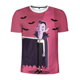 Мужская футболка 3D спортивная с принтом Дракула в Петрозаводске, 100% полиэстер с улучшенными характеристиками | приталенный силуэт, круглая горловина, широкие плечи, сужается к линии бедра | dracula | halloween | helloween | вампир | день всех святых | детям | для детей | хеллоуин | хеловин | хэллоуин