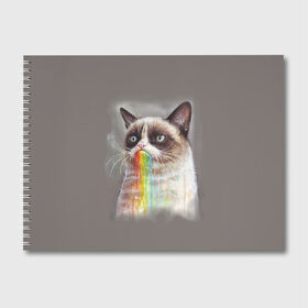 Альбом для рисования с принтом Grumpy Cat в Петрозаводске, 100% бумага
 | матовая бумага, плотность 200 мг. | animal | cat | grumpy cat | животное | кот | котенок | кошка | радуга