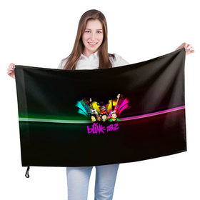 Флаг 3D с принтом Группа Blink-182 в Петрозаводске, 100% полиэстер | плотность ткани — 95 г/м2, размер — 67 х 109 см. Принт наносится с одной стороны | 