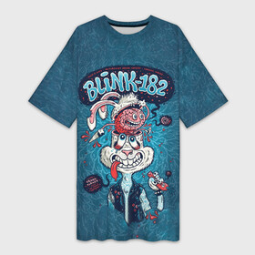 Платье-футболка 3D с принтом Заяц Blink 182 в Петрозаводске,  |  | blink | альтернативный рок | блинк | группа | марк хоппус | музыка | мэтт скиба | надпись | панк | панк рок | песни | поп панк | рок | скейт панк | смайл | смайлик | трэвис баркер