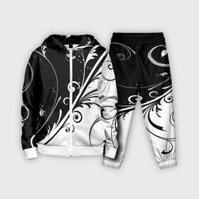 Детский костюм 3D с принтом Цветочный узор Black  White в Петрозаводске,  |  | абстракция | белый | инь янь | модные | прикольные картинки | природа | растения | тренды | узоры | цветы | черный