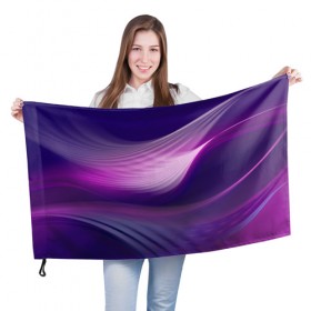 Флаг 3D с принтом Фиолетовые Волны в Петрозаводске, 100% полиэстер | плотность ткани — 95 г/м2, размер — 67 х 109 см. Принт наносится с одной стороны | линии | узоры | фиолетовый | цвет