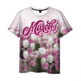 Мужская футболка 3D с принтом 8 Марта в Петрозаводске, 100% полиэфир | прямой крой, круглый вырез горловины, длина до линии бедер | 8 марта | march | девушкам | женщинам | март | модные | небо | подарки | подарок | праздник | природа | растения | розы | тренды | тюльпаны | цветы