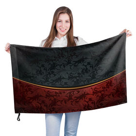 Флаг 3D с принтом Узоры Black and Red в Петрозаводске, 100% полиэстер | плотность ткани — 95 г/м2, размер — 67 х 109 см. Принт наносится с одной стороны | Тематика изображения на принте: красный | узоры | цветы | черный