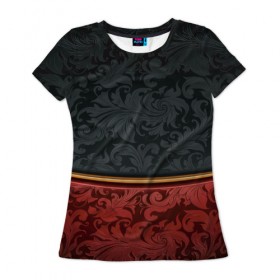 Женская футболка 3D с принтом Узоры Black and Red в Петрозаводске, 100% полиэфир ( синтетическое хлопкоподобное полотно) | прямой крой, круглый вырез горловины, длина до линии бедер | красный | узоры | цветы | черный