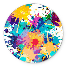 Коврик круглый с принтом Пятна краски в Петрозаводске, резина и полиэстер | круглая форма, изображение наносится на всю лицевую часть | абстракция | брызги | краска | пятно