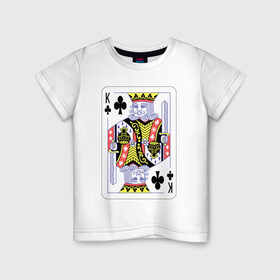 Детская футболка хлопок с принтом Король треф в Петрозаводске, 100% хлопок | круглый вырез горловины, полуприлегающий силуэт, длина до линии бедер | Тематика изображения на принте: карты | колода | крести | масть